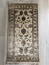Petit tapis oriental vintage noué main 100 % laine pure soie floral 2 x 4 pieds