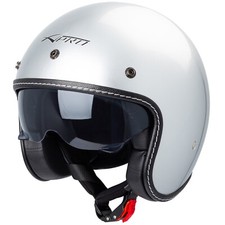Casque Moto Jet Cafe Racer Homologué ECE 22-06 Scooter Custom Argent