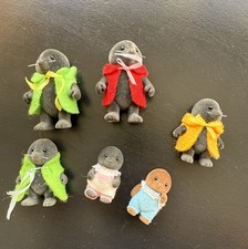 Vintage 1985  Sylvanian Families McBurrows Mole Figures X 6 inc baby
