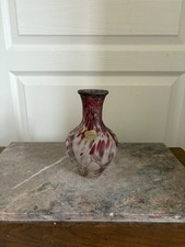 Ancien Vase Verre Soufflé Bouche Verrerie France "Blue Lagon BC" Bordeau