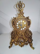 Ancienne pendule Horloge en bronze décoration aiguille mouvement mecanisme