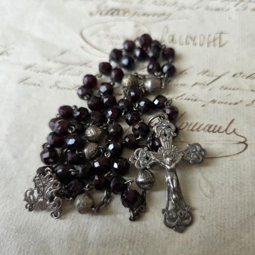 Chapelet ancien argent - chapelet, grenat