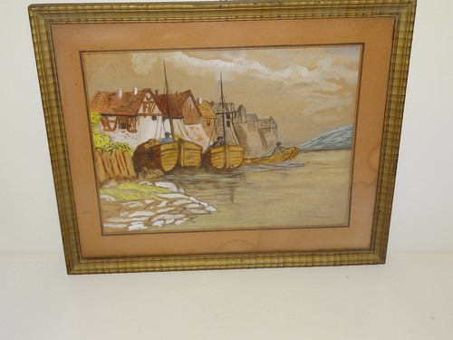 Beau tableau aquarelle port - beau,
