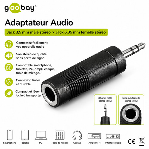 Adaptateur jack mm mâle - adaptateur,