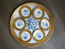 Tray + 6 coasters copper ceramic 1900 decor grape art table antique