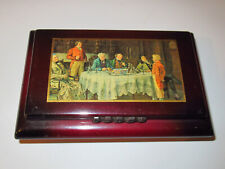 ANCIEN COFFRET BOITE A MUSIQUE EN BOIS PEINT AVEC DÉCOR STYLE ANGLAIS