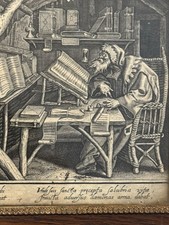 Saint Evagre the Pontic immersed in his studies - Engraving - Chisel - 16 Eme