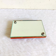 1930s Vintage Belgique Verre Miroir en Bois Base Socle Vanity de Collection Rare