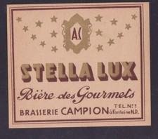 Ancienne étiquette  Alcool France BN180355  Bière  Stella Lux