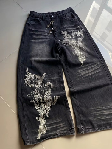 Mens y2k gothic baggy jeans - y2k,