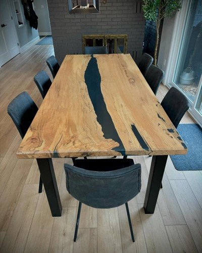 Table bois époxy noir - en,