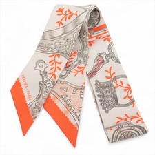 Hermès Twilly Etriers Remix Stirrup Remix Scarf Silk Orange Verbena