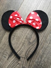 Minnie Mouse Mickey Mouse Ears Headband Red Polka Dot Bow Furry Ears