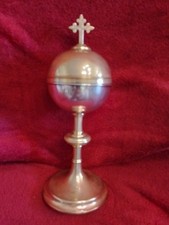 ANCIEN CIBOIRE LAITON  ET COUPE ARGENTé INTERIEUR DORÉ /XXè/H.29cm,DIAM.COUPE 10