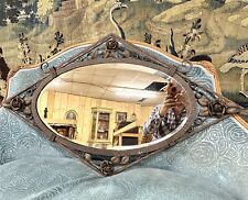 Vintage Art Deco Wrought Iron Diamond Wall Mirror, circa 1920