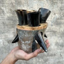 Tasses à pierres de cérémonie en corne à boire viking vintage en verre à shot...