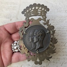 1837 Médaille Encadrée Mariage Duc D'Orléans Cadre avec Couronne Royalisme