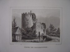 Engraving of the Tour de Bois-Ruffin in Arrou 1840 department Eure-et-Loir