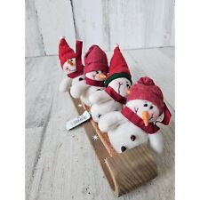 Roman plush snowman sled toboggan ornament decor Xmas set vintage super cute lit