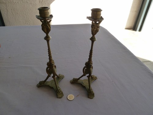 Ancienne paire bougeoirs - ancienne,