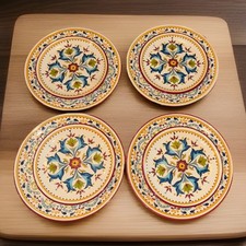 Bobby Flay Sevilla 6" Red Rim Canape Plate Set of 4 , 4 Saucer Plates