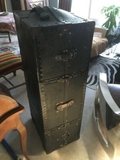 Malle cabine Wardrobe, transatlantique 1920 Noire tout est d'origine