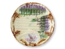 Antique French Barbotine Majolica Asparagus Plate by Frie Onnaing