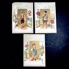 3, Chromos Au Bon Marché department store "child and flowers" lith. J Minot