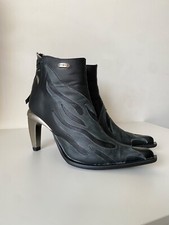RARE New Rock Ankle Boots Vintage Leather Flame EU40 UK7 US9