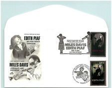 S05-4841, EDITH PIAF & MILES DAVIS, JOINT ISSUES COMBO, ARTCRAFT FIRST DAY COVER