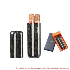 Lubinski Etui pour 2 cigare Fibre de carbone Noir 2 Tubes Boîte à Cigare Voyage