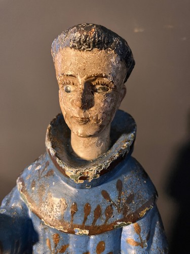 Sculpture bois polychrome - sculpture,