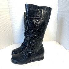 Miz Mooz Boots Bloom Black Leather High Sz 7 Steampunk Victorian Button Up Flat