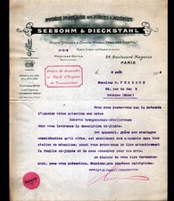 PARIS (X°) FORGES & STEELS / MACHINE TOOLS "SEEBOHM & DECKSTAHL" in 1908