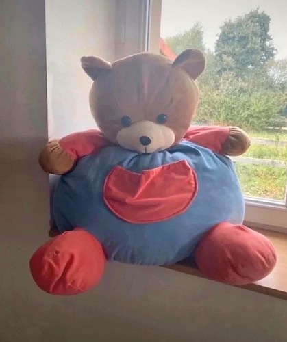 Pouf peluche ours ajena bleu - peluche,