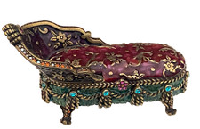 Jay Strongwater~ Swarovski Crystal Enamel Chaise Lounge Chair Trinket Box