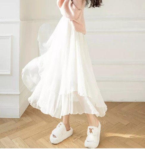 Jupe longue blanche satin - longue,