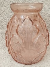 ancien Vase à bulbe Jacinthe en verre moulé pressé Art Déco Rose