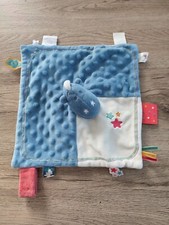 Doudou plat dragon Victor bleu blanc rouge étoiles Noukies Noukie's