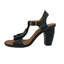 Auth CHIE MIHARA - Black Leather Women's Sandals