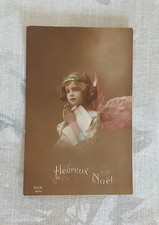 Carte Postale Ancienne Fantaisie Heureux Noël Petit Ange CPA Années 1900