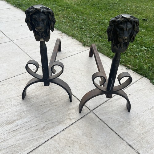 Ancienne paire chenets pour - ancienne, de