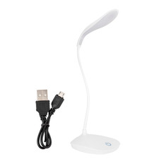 USB Flexible Neck LED Desk Light Dimmable Touch Switch Night Reading Lamp