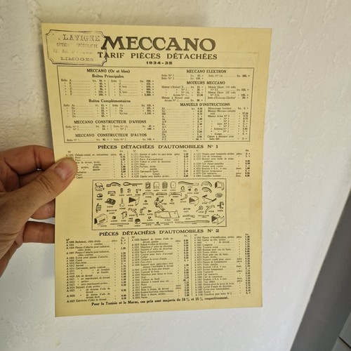 Meccano tarif pièces - ,