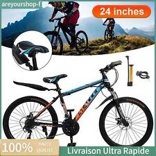 24" Spoke Wheel 24 Speed Mountain Bicycle Adult Bike MTB w/ fender Blue+Orangef