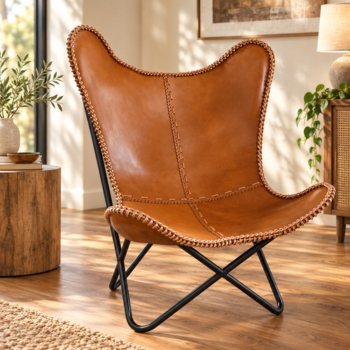 Fauteuil papillon cuir - papillon,