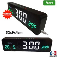 Horloge montre de bureau avec date température digital snooze alarme blanc/vert