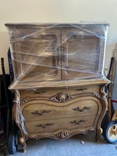 French Bombay Serpentine Carved Dresser Commode Chest of Drawers Armoire
