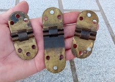 3 ANTIQUE HINGES door hinges furniture, BRONZE or BRASS N°7D