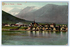 Mandal Norway Postcard Mountain Building River View c1910 Unposted Antique